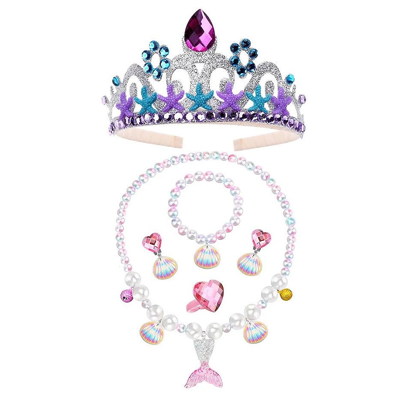 Girls' Mermaid Tail Accessories Set Fairytale Princess Bags and Purses Necklace Earring Movie Cosplay Cute Little Mermaid Costume Party Halloween Masquerade World Book Day Costumes4