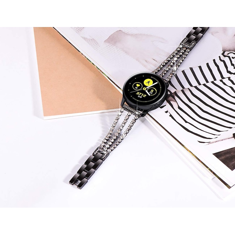 Watch Band for Samsung Watch 7/6/5/4 40/44mm, Galaxy Watch 5 Pro 45mm, Galaxy Watch 6/4 Classic 42/46/43/47mm, Watch 3, Active 2, Gear S3 S2 Stainless Steel Replacement  Strap 20mm 22mm Bling Diamond4