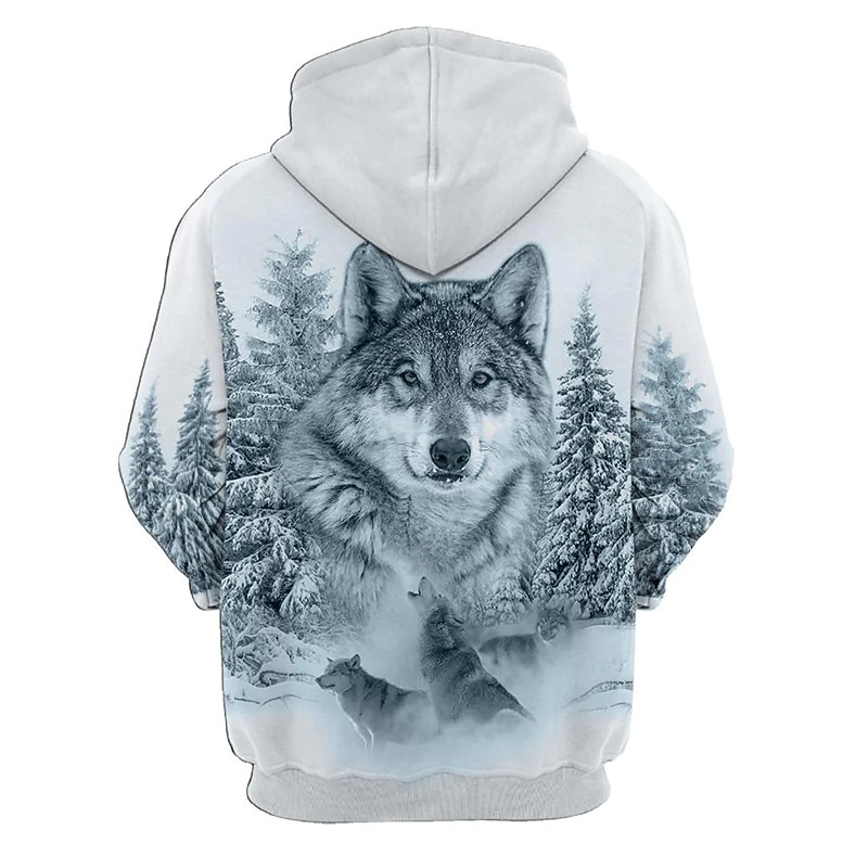 Men's Animal Wolf Graphic Prints Hoodie Hoodies Sweatshirt Streetwear Designer Long Sleeve Hooded Daily Sports Blue Print Spring &  Fall Designer2