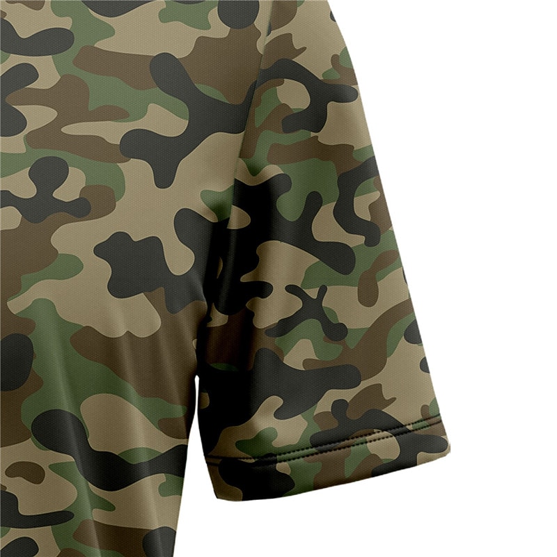 Men's Camo / Camouflage Shirt Button Up Shirt Short Sleeve Tropical Fashion Hawaiian Casual Holiday Beach Summer Spring Turndown Print Button-Down Khaki+Army Green Black / Purple Green Khaki4