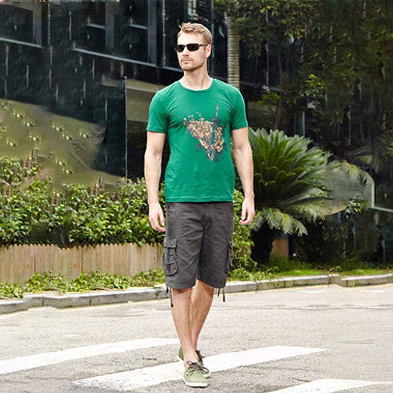 Men's Cargo Shorts Shorts Hiking Shorts Baggy Shorts Multi Pocket Straight Leg Solid Colored Comfort Wearable Work Daily Streetwear Casual Black Army Green Micro-elastic3