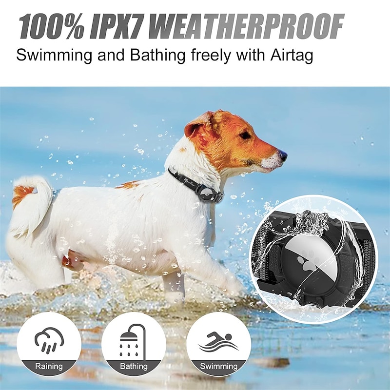 LED Dog Collar with AirTag Holder – IPX7 Waterproof USB-C Rechargeable Glow Nylon Pet Collar for Small Dogs & Puppies, Light Up Flashing for Night Walking3