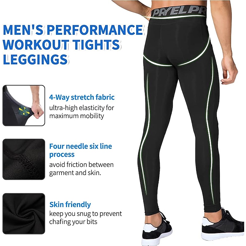 Men's Compression Pants Running Tights Leggings with Phone Pocket Base Layer Athletic Winter Spandex Quick Dry Sweat wicking Power Flex Breathable Gym Workout Running Fitness Skinny Sportswear3