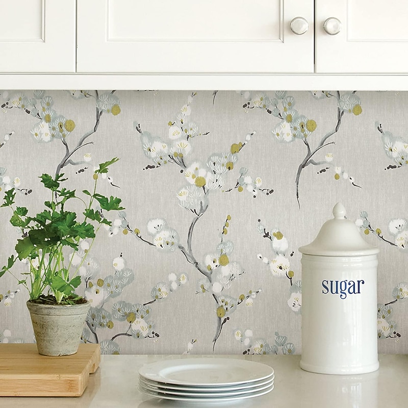 Floral Plants Wallpaper Peel and Stick Wall Sticker Removable Pvc/Vinyl Self Adhesive 17.7''x118'' (45cmx300cm)4