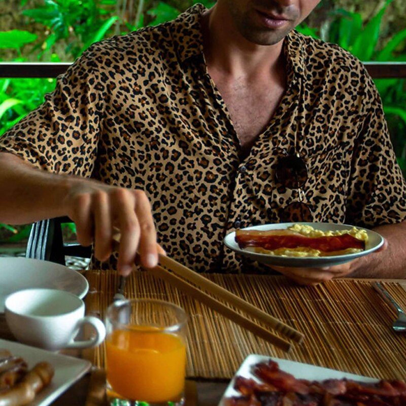 Men's Leopard Shirt Button Up Shirt Short Sleeve Tropical Fashion Hawaiian Outdoor Beach Summer Spring Turndown Print Button-Down Brown3