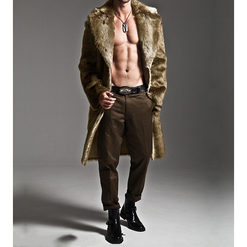 Men's Winter Coat Polar Fleece Outdoor Street Fall Winter Faux Fur Warm Breathable Outerwear Clothing Apparel Streetwear Sporty Solid Color Pocket Turndown Cardigan3