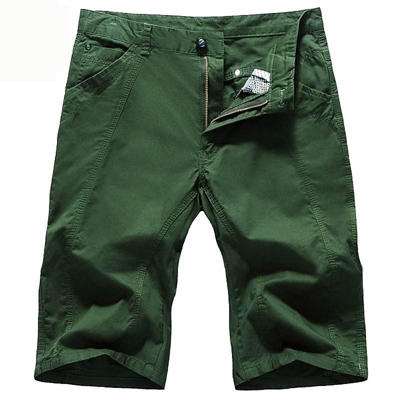 Men's Chino Shorts Bermuda shorts Work Shorts Pocket Plain Knee Length Outdoor Daily Going out Cotton Blend Fashion Streetwear Green Khaki Micro-elastic4
