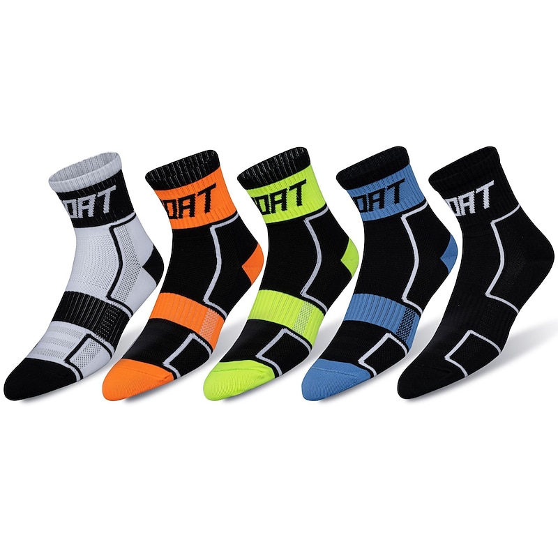 5 Pairs Compression Socks Ankle Socks Athletic Sports Socks Cycling Socks Women's Men's Cycling  Bike Bike Cycling Lightweight Breathable Quick Dry Fashion Nylon White Black Blue2