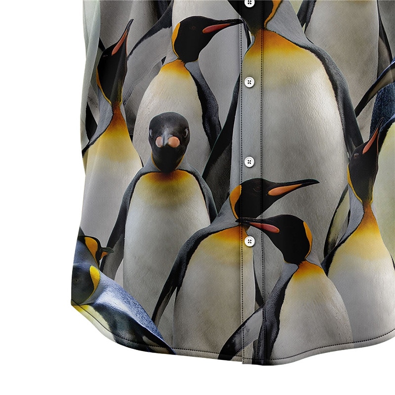 Men's Animal Tropical Penguin Shirt Summer Hawaiian Shirt Aloha Shirt Short Sleeves Shirt Turndown Tropical Fashion Hawaiian Street Casual Hawaiian Gray S M L2