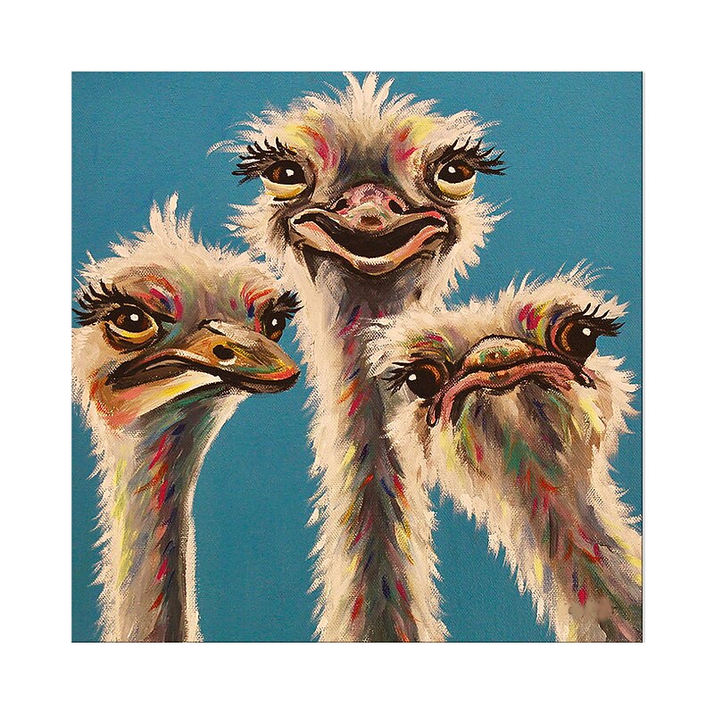 Handmade Oil Painting Canvas Wall Art Decoration Modern Cute Animal Ostrich Family for Home Decor Rolled Frameless Unstretched Painting3