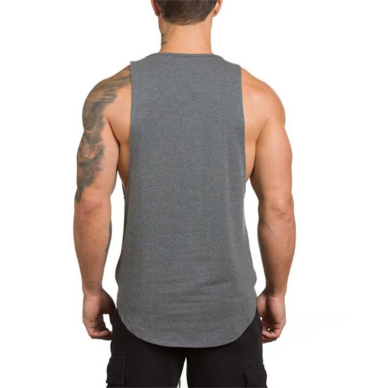Men's Tank Top Gym Shirt Vest Top Muscle Shirt Sleeveless Crewneck Summer Fashion Streetwear Bodybuilding Fitness Sports & Outdoor Athleisure Gym Black White Gray Top Tee for Men3