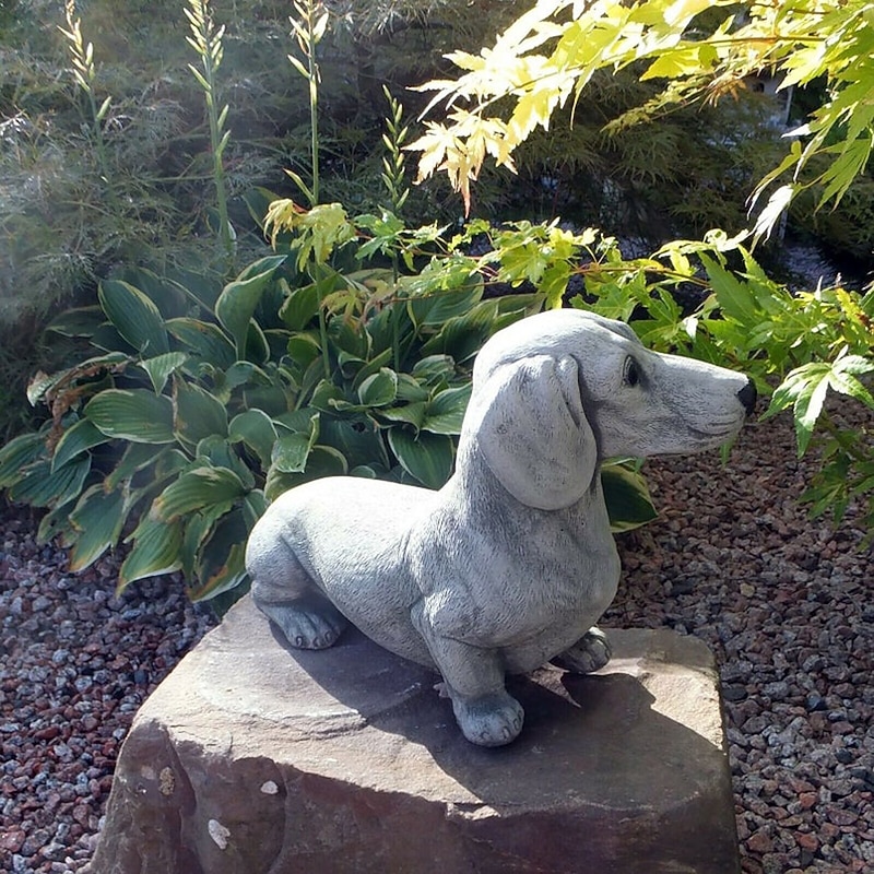Dachshund Statue Garden Decor Memorial Dog Figurines Puppy Lying Down Decor Garden Decoration Diy Accessories Home Decor4