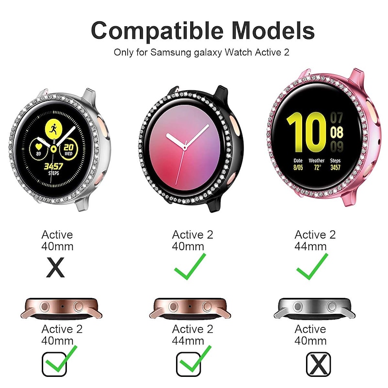 Diamond Case Watch Case Compatible with Samsung Galaxy Watch Active 2 40mm / Watch Active 2 44mm Shockproof Plastic / Hard PC Watch Cover4