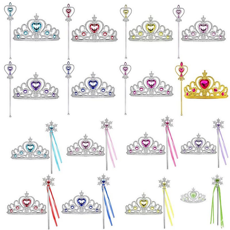 Fairytale Princess Elsa Tiara Accessories Set Girls' Movie Cosplay Cute Halloween red heart Light Green Peach Heart Phnom Penh Yellow Diamond Tiaras Wand Halloween Masquerade World Book Day Costumes