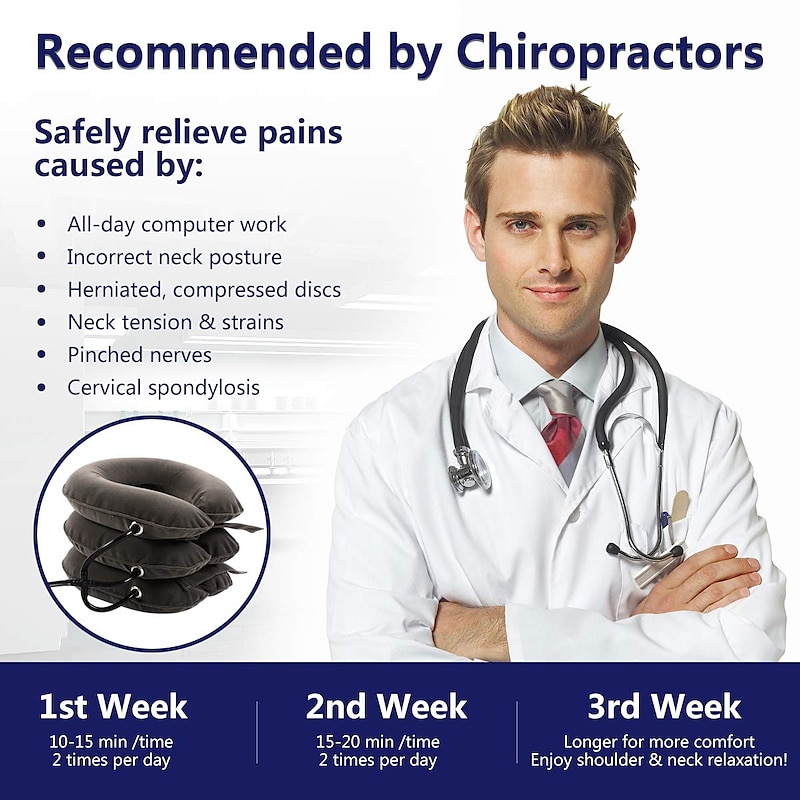 Cervical Neck Traction Device for Instant Neck Pain Relief - Inflatable & Adjustable Neck Stretcher Neck Support Brace, Best Neck Traction Pillow for Home Use Neck Decompression4