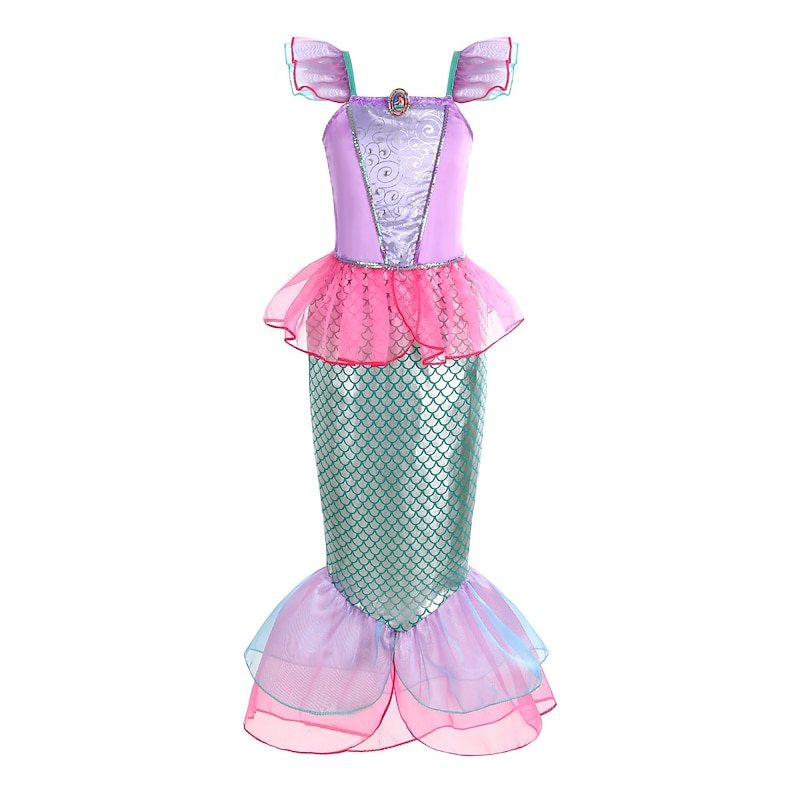 Little Mermaid Mermaid Tail Ariel Aqua Princess Dress Theme Party Costume Girls' Movie Cosplay Halloween Wig Accessories Set Dress Carnival Masquerade World Book Day Costumes2