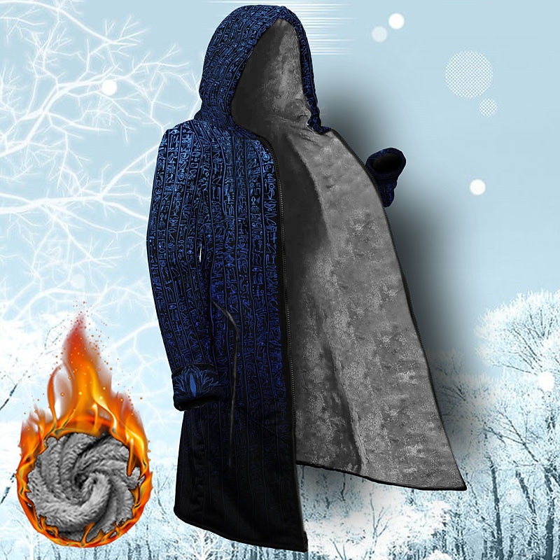 Men's Graphic Prints Winter Coat Fleece Jacket Coat Warm Comfortable Breathable Fashion Streetwear Sport Sports & Outdoor Daily Wear Going out Zipper Pocket Print Fall & Winter Hoodie Long Sleeve