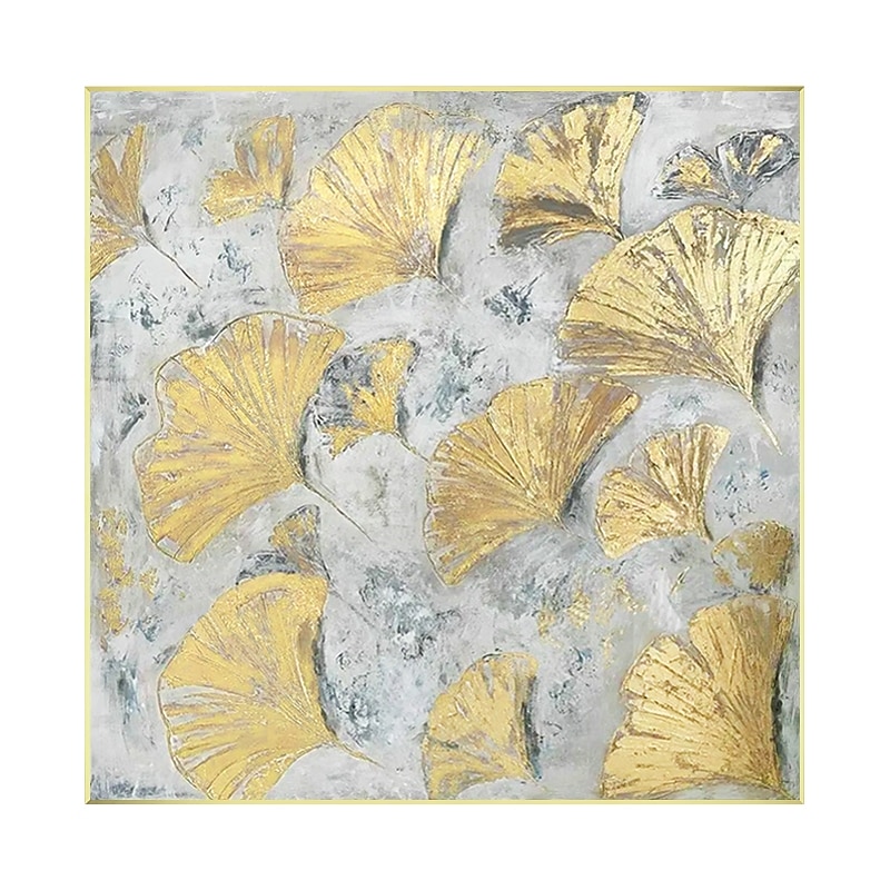 Handmade Hand Painted Oil Painting Wall Modern Abstract Gold Flower Canvas Painting Home Decoration Decor Rolled Figure Painting3