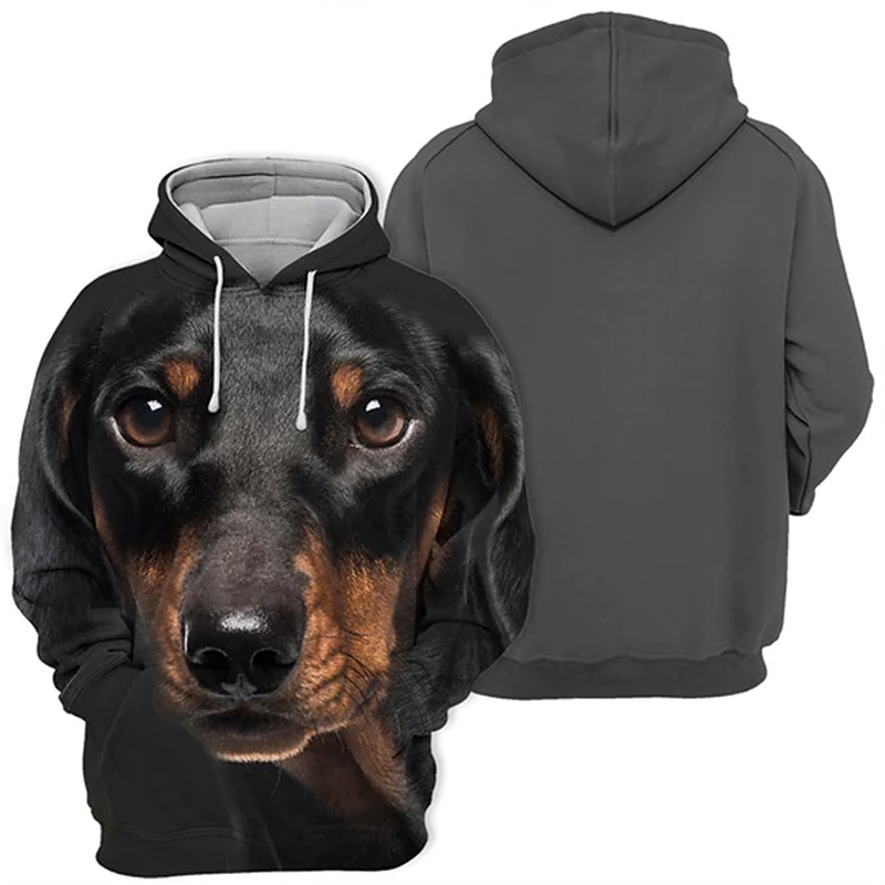 Men's Dog Graphic Prints Hoodie Hoodies Sweatshirt Streetwear Designer Long Sleeve Hooded Daily Sports Black Print Spring &  Fall Designer2