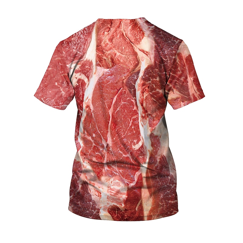Funny Raw Meat T-shirt Anime 3D Classic Street Style For Couple's Men's Women's Adults' 3D Print2