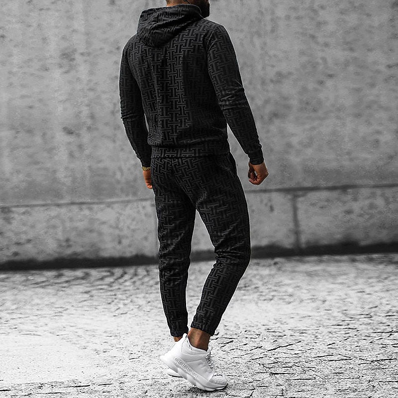 Men's Tracksuit Hoodies Set Black Brown Hooded Plain 2 Piece Sports & Outdoor Casual Sports Basic Streetwear Casual Fall Spring Clothing Apparel Man In The Brown Hoodie2