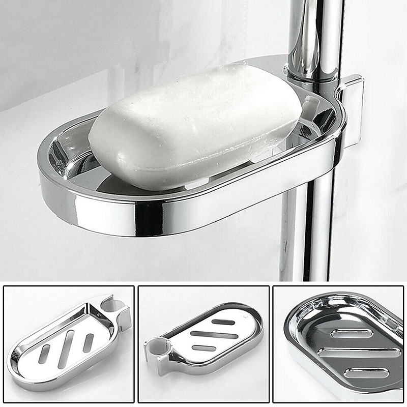 Shower Rail Soap Dish Box Soap Holder Soap Pallet Shower Rod Slide Bar ABS Chrome for Sliding Bar Bathroom Tray Soap Box Slide Bar Soap Dish Holder Replacement Soap Pallet