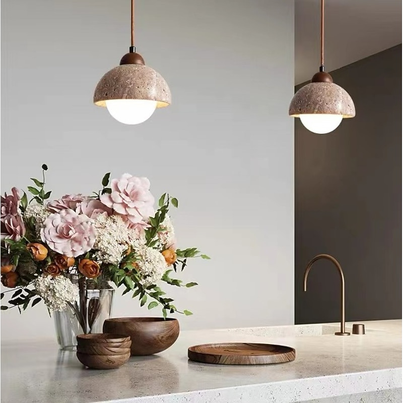 LED Pendant Light Marble Metal Finish Adjustable Mini Glass Pendant Lights for Kitchen Over Sink,Dining Room Warm White 110-220V Bulb Included2