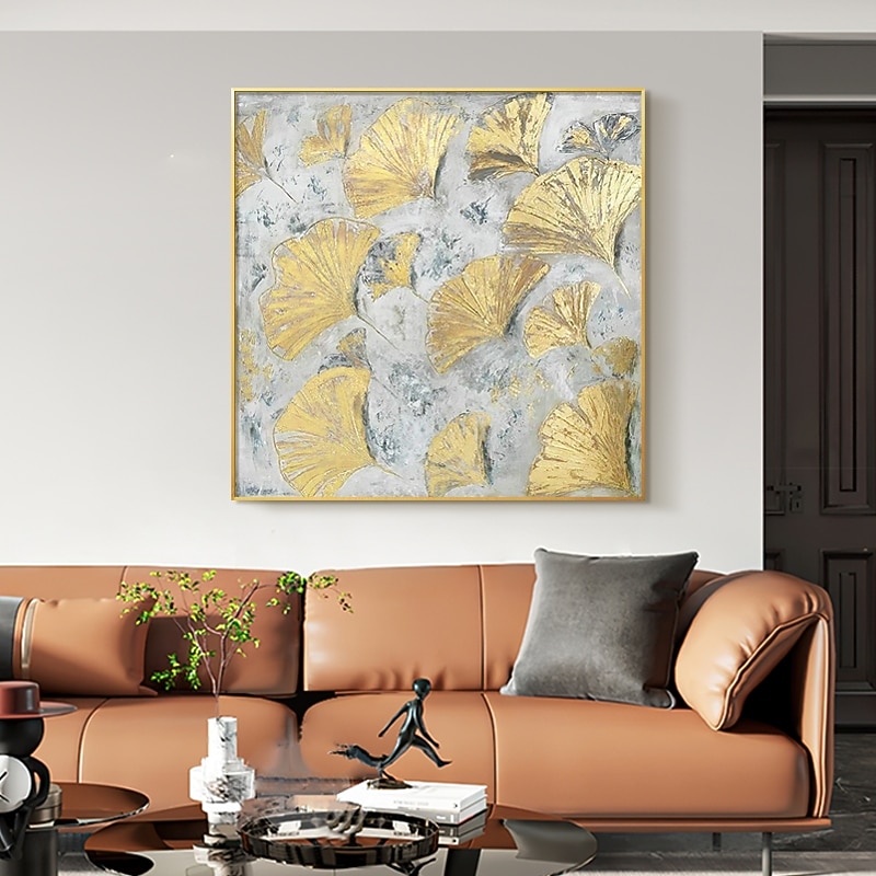 Handmade Hand Painted Oil Painting Wall Modern Abstract Gold Flower Canvas Painting Home Decoration Decor Rolled Figure Painting2