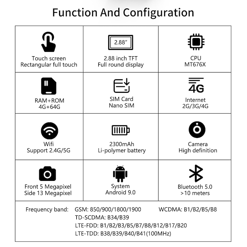 APPLLP Max Smart Watch 2.88 inch Smartwatch Fitness Running Watch 4G LTE Cellular Smartwatch Phone Bluetooth Pedometer Sleep Tracker Sedentary Reminder Compatible with Android iOS Women Men GPS Long 16