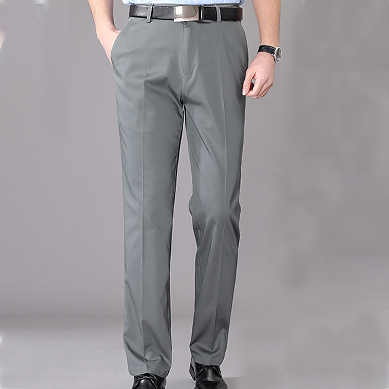 Men's Dress Pants Trousers Pocket Straight Leg Plain Wedding Office Work Cotton Blend Chic & Modern Formal Black White High Waist Micro-elastic4