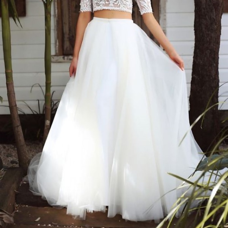 Beach Wedding Beach Casual Wedding Dresses A-Line Separates Separates Floor Length Tulle Bridal Skirts Bridal Gowns With Solid Color 2025 2025 - $105.