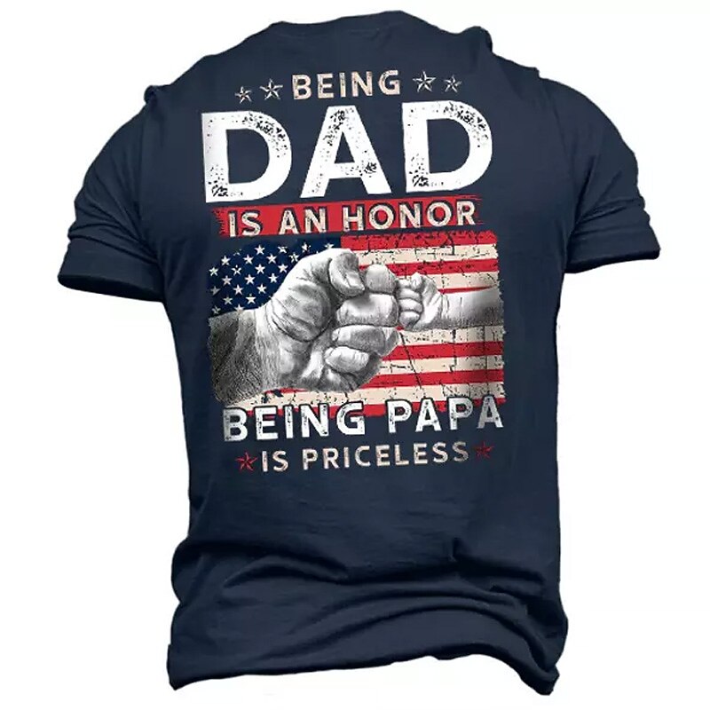 Men's Short Sleeve Graphic T-Shirt: 'Dad is Honor, Papa is Priceless' Family & Grandfather Gift4