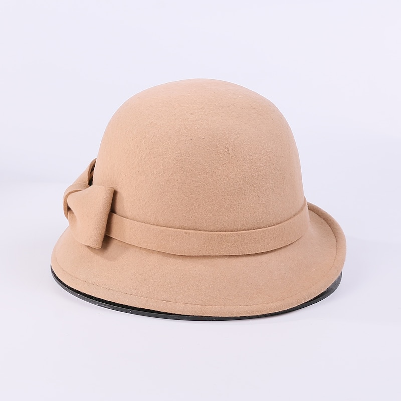 EE 2022 Autumn and Winter Hat Wool Bucket Hat Casual Holiday Retro Bowknot Women's Korean Versatile Hat2