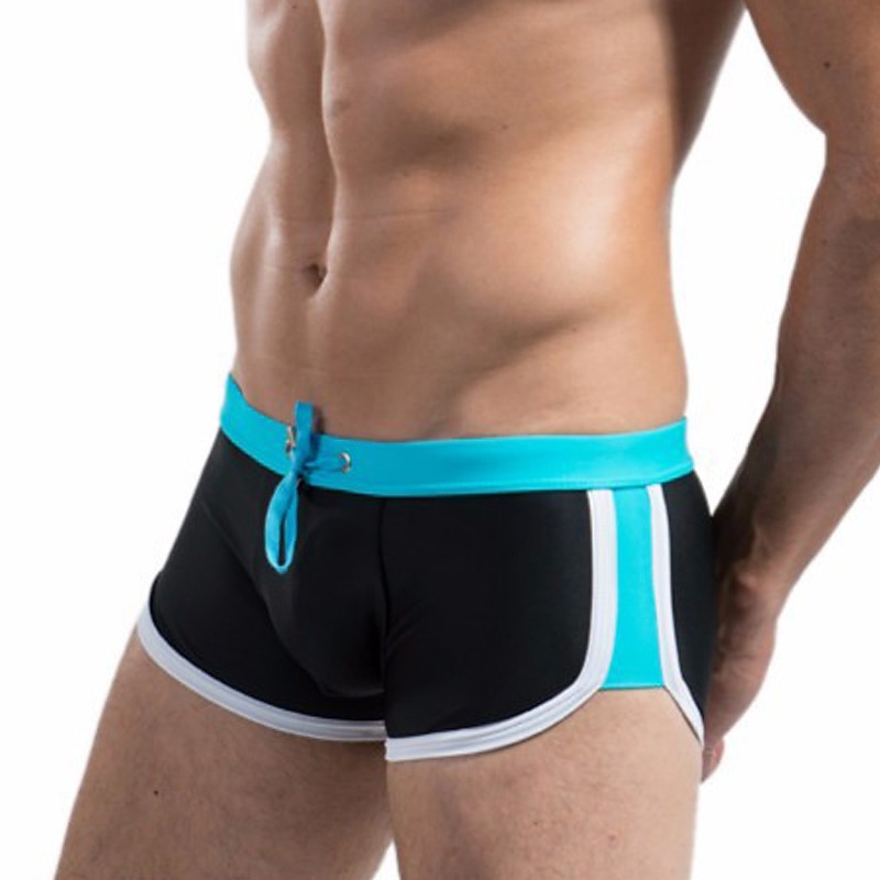 Men's Swimwear Swim Trunks Swim Briefs Drawstring Color Block Breathable Soft Stylish Simple White Yellow4