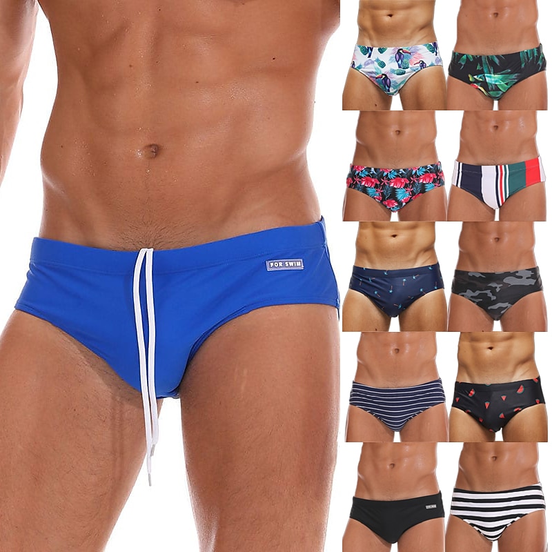 Men's Swim Shorts Swim Trunks Swim Briefs Spandex Bottoms Breathable Quick Dry Micro-elastic 2 in 1 Drawstring - Swimming Surfing Beach Water Sports Solid Colored Spring Summer