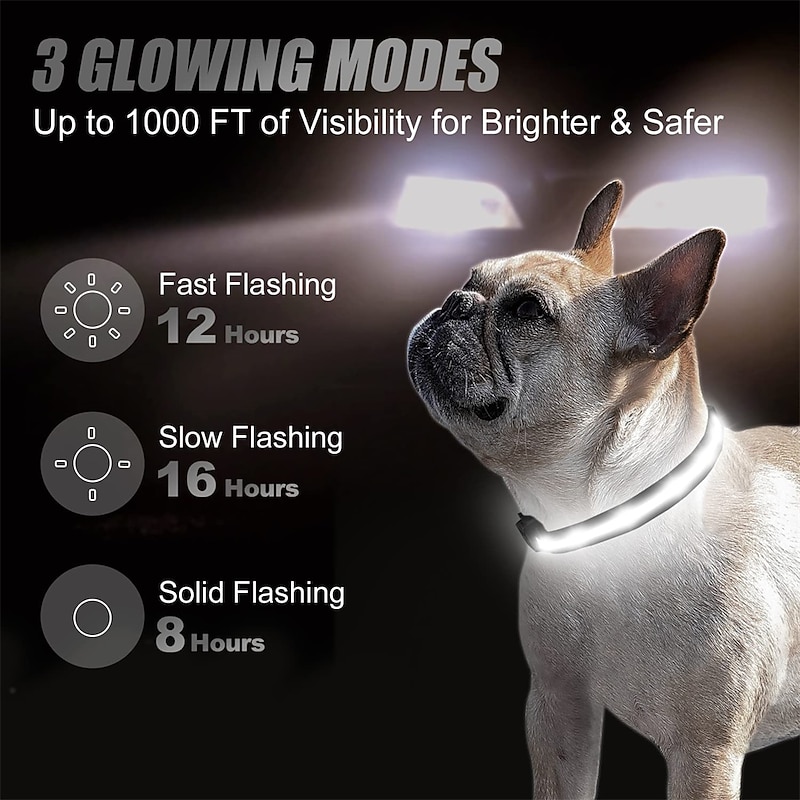 LED Dog Collar with AirTag Holder – IPX7 Waterproof USB-C Rechargeable Glow Nylon Pet Collar for Small Dogs & Puppies, Light Up Flashing for Night Walking4