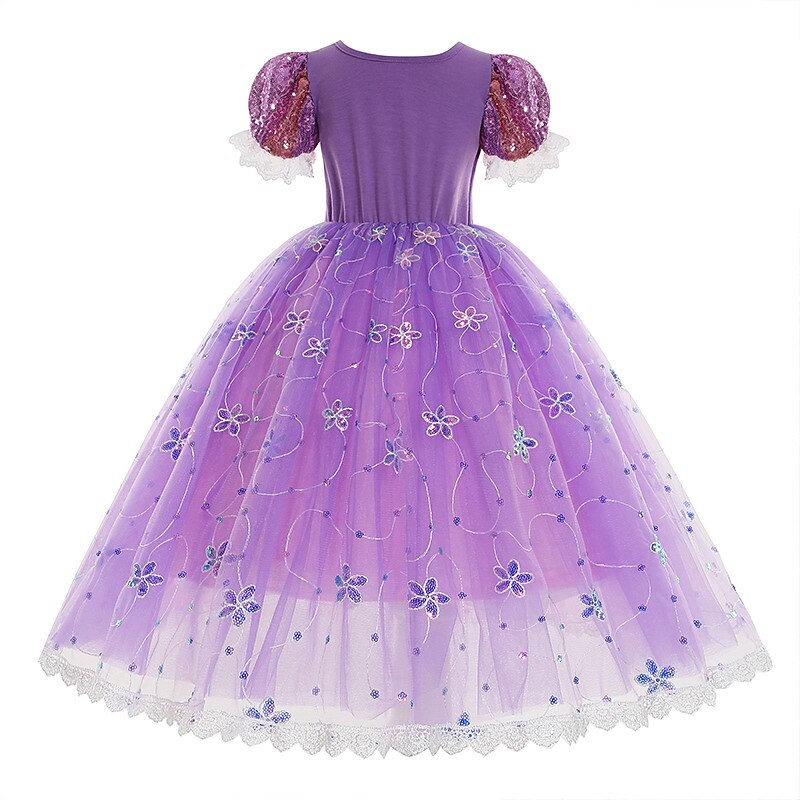 Rapunzel Fairytale Princess Sofia Flower Girl Dress Theme Party Costume Tulle Dresses Girls' Movie Cosplay Halloween With Accessories Dress Halloween Carnival Masquerade World Book Day Costumes4