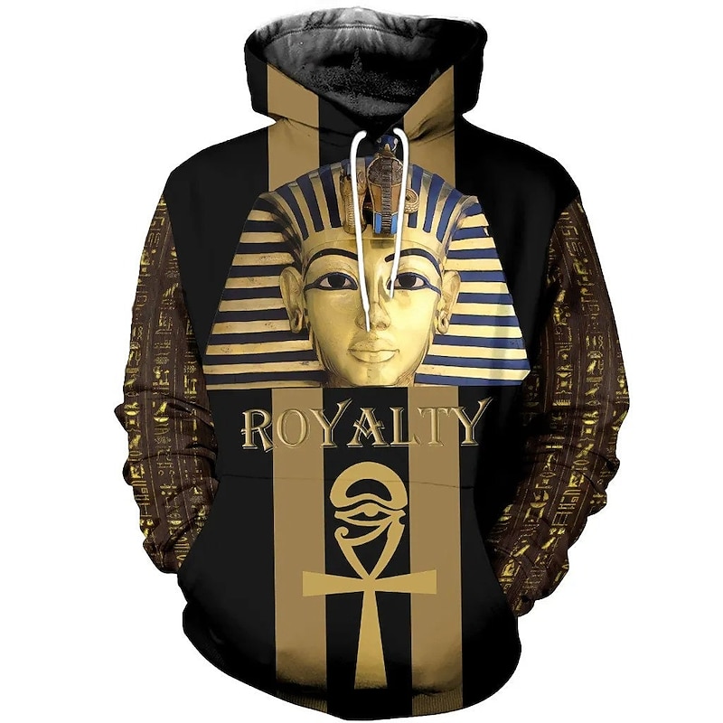 Ancient Egyptian Deities Pharaoh King Tut Hoodie Cartoon Manga Anime 3D Front Pocket Graphic For Couple's Men's Women's Adults' 3D Print2