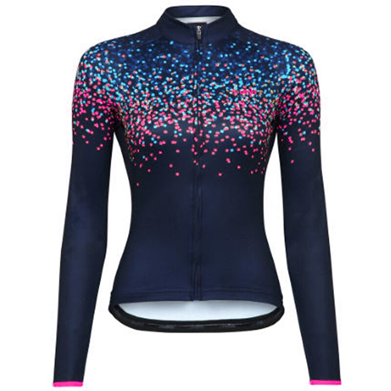 Women's Cycling Jersey Polka Dot Long Sleeve Bike Jersey Top with 3 Rear Pockets Mountain Bike MTB Road Bike Cycling Quick Dry Reflective Strips Back Pocket Moisture Wicking Sports Pink Dark Navy Blue4