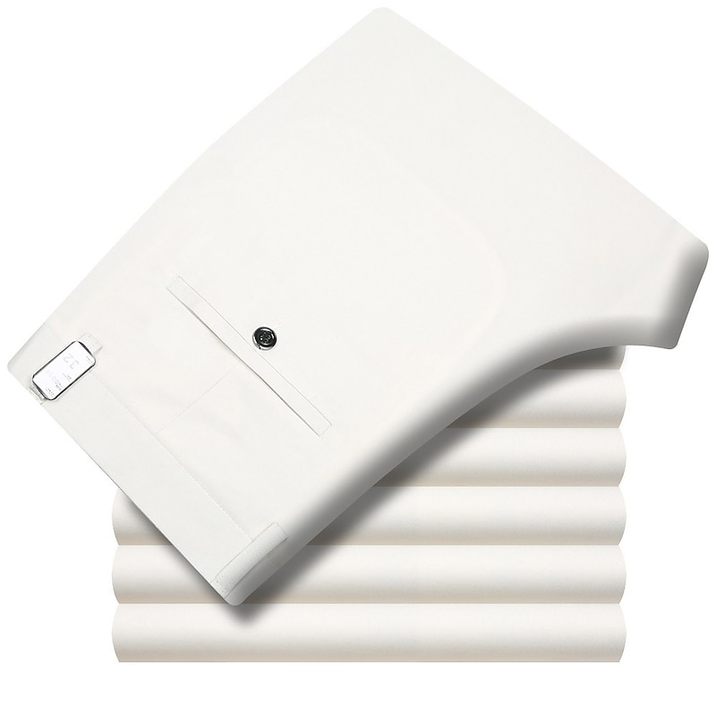 Men's Dress Pants Trousers Pocket Straight Leg Plain Wedding Office Work Cotton Blend Chic & Modern Formal White Wine High Waist Micro-elastic2