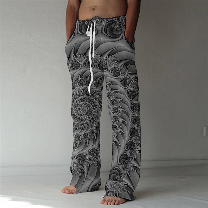 Men's Trousers Summer Pants Beach Pants Drawstring Elastic Waist Straight Leg Abstract Graphic Prints Comfort Breathable Casual Daily Holiday Streetwear Designer Green Rainbow4