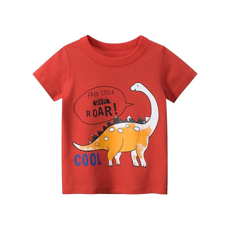 Kids Boys T shirt Tee Letter Dinosaur Short Sleeve Cotton Children Top Casual Fashion Daily Summer White 2-8 Years3