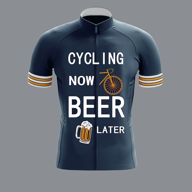 Men's Cycling Jersey Letter & Number Funny Oktoberfest Beer Short Sleeve Bike Jersey Top with 3 Rear Pockets Mountain Bike MTB Road Bike Cycling Quick Dry Soft Reflective Strips Back Pocket Sports