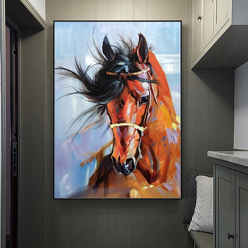 Mintura Handmade Horse Oil Paintings On Canvas Wall Art Decoration Modern Abstract Animals Picture For Home Decor Rolled Frameless Unstretched Painting4