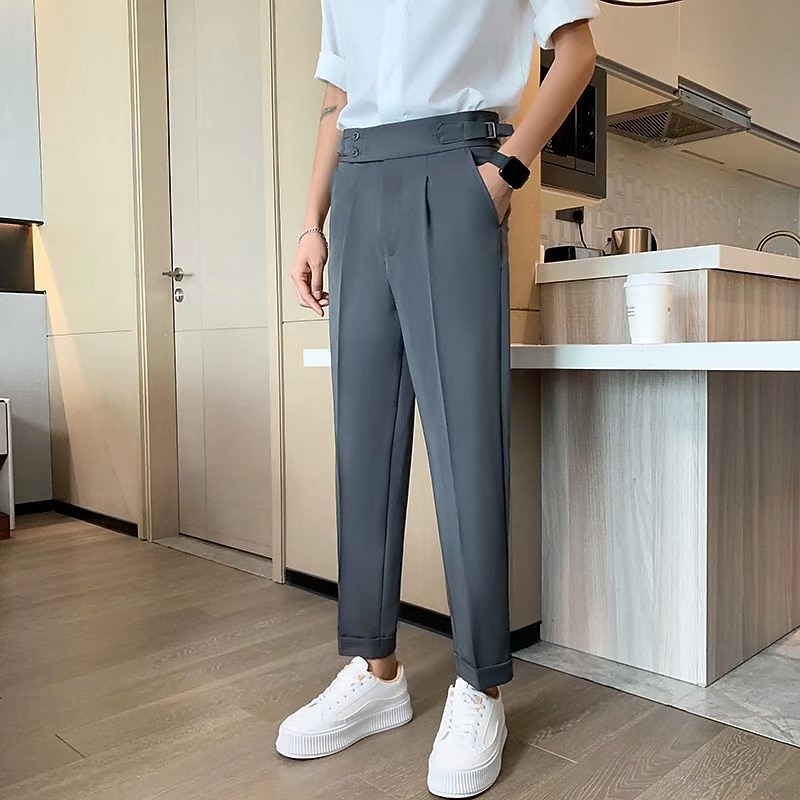 Men's Graduation Dress Pants Trousers Pleated Pants Suit Pants Pocket High Rise Plain Comfort Breathable Ankle-Length Office Business Casual Elegant Vintage Black White High Waist Micro-elastic3