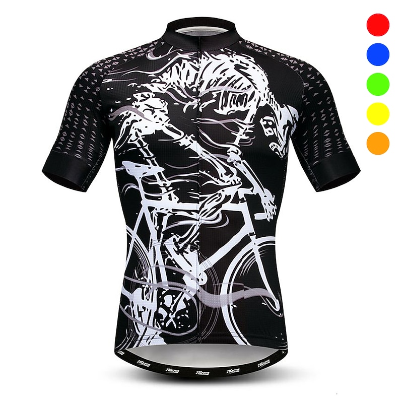 Men's Cycling Jersey Patterned Sugar Skull Skeleton Short Sleeve Bike Jersey Top with 3 Rear Pockets Mountain Bike MTB Road Bike Cycling Quick Dry Front Zipper Back Pocket Moisture Wicking Sports Red