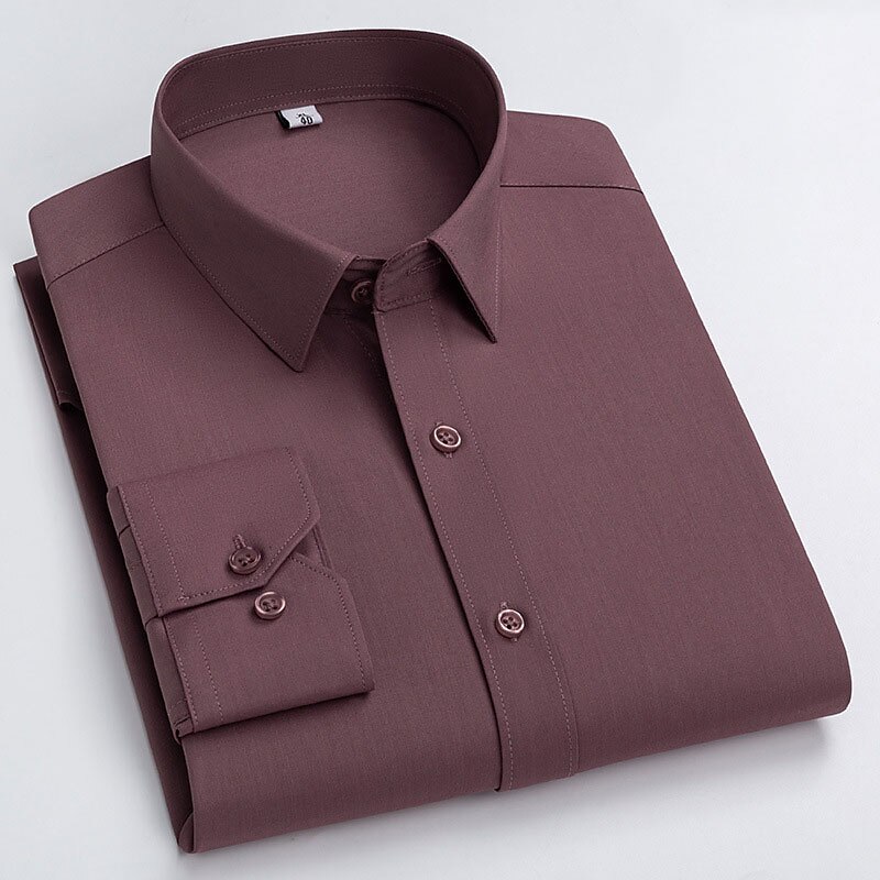 Men's Dress Shirt Wrinkle Resistant Solid / Plain Color Wedding Black White Light Green Wine Long Sleeve Turndown Spring &  Fall Clothing Apparel3