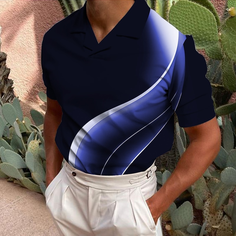 Men's Gradient Abstract Graphic Prints Polo Shirts Golf Shirt Short Sleeves Shirt Turndown Outdoor Street 3D Print White+Red Black+ Army Green Navy Blue + Black Black White Print Clothing Apparel3