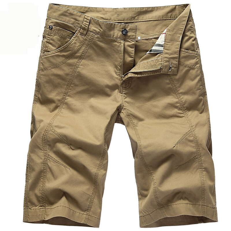 Men's Chino Shorts Bermuda shorts Work Shorts Pocket Plain Knee Length Outdoor Daily Going out Cotton Blend Fashion Streetwear Green Khaki Micro-elastic2
