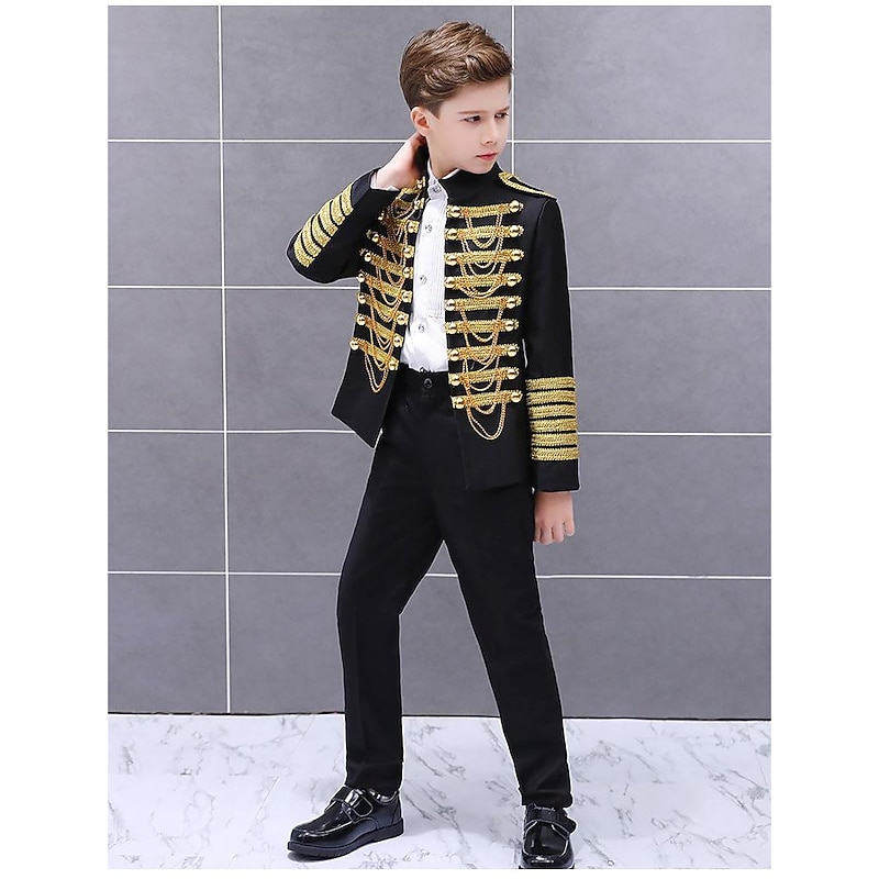 Retro Vintage Rococo Medieval Coat Suit Trousers Circus Jacket Prince Aristocrat Fancy Dress Boys' Birthday Party / Evening Prom Kid's Coat Pants2